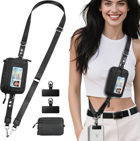 TiMOVO Clip and Go Phone Strap Crossbody with Detachable Wallet, RFID Blocking, Adjustable Anti-Theft Phone Lanyard in Kuwait