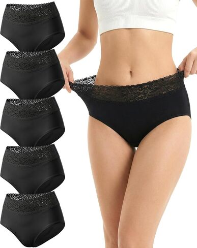 Cevapro Seamless Underwear for Women With Soft Lace Waistband, No Show Laser Cut Lace Panties Women Underwear Seamless 5 Pack in Saudi Arabia