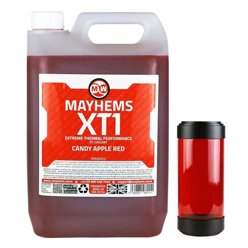 Mayhems - مبرد الكمبيوتر الشخصي XT1 المختلط مسبقًا - سائل تبريد مياه الكمبيوتر - تبريد سائل، سلسلة الأداء الحراري، فلورسنت الأشعة فوق البنفسجية، 5 لتر، كاندي أبل ريد in Kuwait