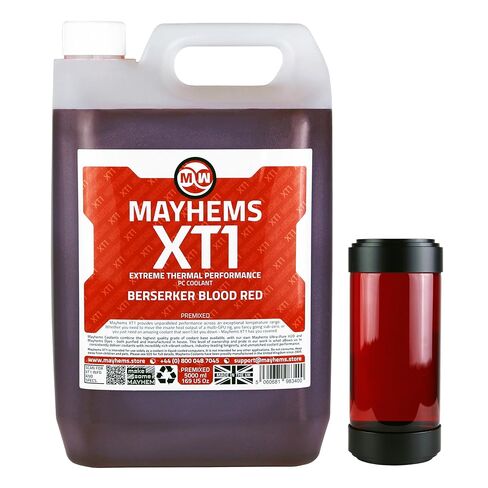 Mayhems - مبرد الكمبيوتر الشخصي XT1 المختلط مسبقًا - سائل تبريد مياه الكمبيوتر - تبريد سائل، سلسلة الأداء الحراري، فلورسنت الأشعة فوق البنفسجية، 5 لتر، كاندي أبل ريد in Kuwait