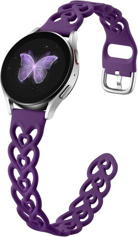 DaQin Hollow Double Hearts Band Compatible with Samsung Galaxy Watch 7/6/5/4/Active 2 40mm 44mm/Watch 6/4 Classic 43mm 47mm 42mm 46mm/5 Pro, 20mm Soft Silicone Sport Strap for Samsung Watch Band Women in Saudi Arabia