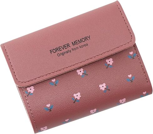 Women's Wallet, Small Trifold Wallet with Cute Flower Print Lightweight Women Card Holder(Blue) in Saudi Arabia