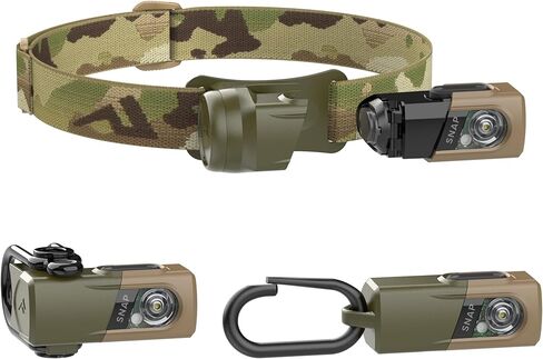 Princeton Tec SNAP 450 RW Solo - مصباح أمامي مغناطيسي قابل للفصل مع مصابيح LED بيضاء وحمراء 450 لومن، وقت تشغيل طويل، مقاوم للماء IPX4، خفيف الوزن، صنع في الولايات المتحدة الأمريكية، أسمر ضارب للصفرة in Kuwait