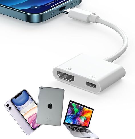 محول Battony USB C إلى HDTV، محول من النوع C محول AV متعدد المنافذ مع مخرج HD 4K@60hz، 100W PD ومنفذ USB 3.0، متوافق مع MacBook Pro/Air، iPad، الأجهزة اللوحية، Switch، TV، الشاشة والمزيد in Kuwait