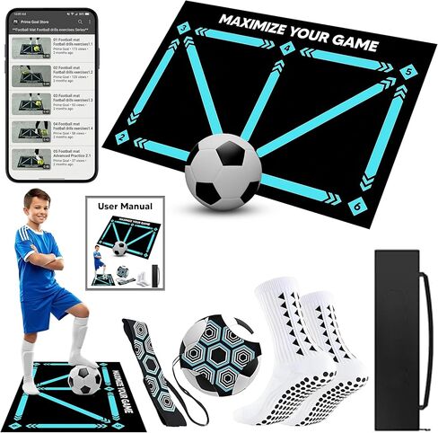 Football Training Mat Soccer Skills Mat Football Footwork Mat Improve Strength,Agility and Coordination, Soccer Footwork Trainer Football Gifts for Boys & Girls Football Training Equipment for All Ages in Saudi Arabia