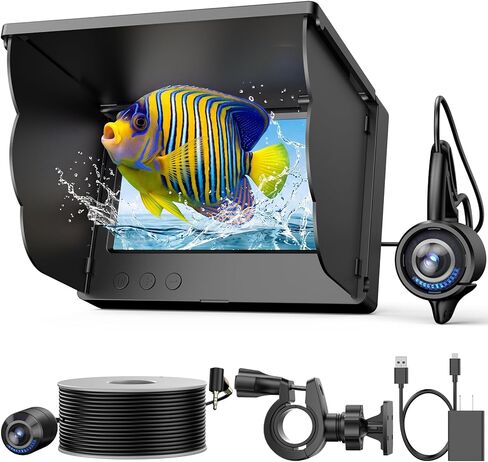Eyoyo Underwater Fishing Camera 7": 1080P Portable Fish Finder w/DVR, Ice Fishing Camera w/ 8 IR Lights, 8H Battery, USB-C Charging, 15m/49ft Cable for Night & Lake Fishing in Saudi Arabia