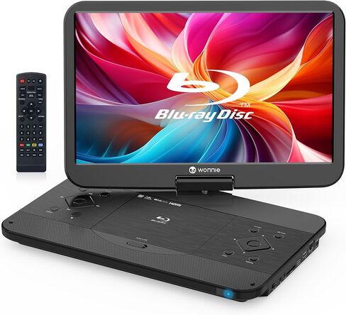 WONNIE 16.9" Portable Blu ray DVD Player with 14.1" 1080P HD Swivel Screen, 4-Hour Rechargeable Battery, Supports HDMI Output, Surround Audio, Last Memory, USB/SD Card, AV in in Saudi Arabia