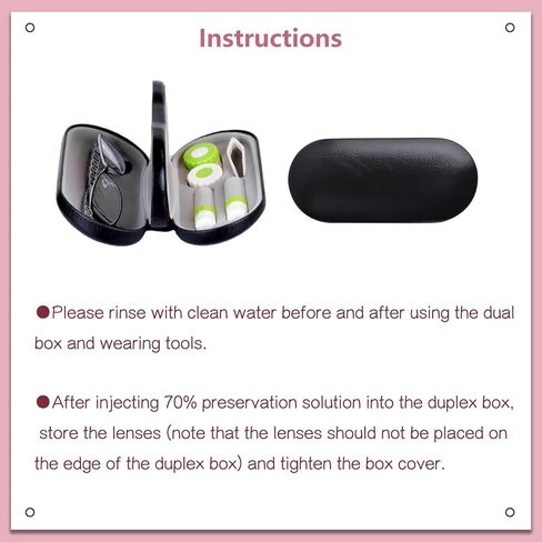 2 in 1 Contact Lens Case, Double Sided Contact Lens Case, Portable Contact Len box, Dual Use for Lenses & Glasses, Durable Compact Portable Storage Kit, Stylish Design, Black in Saudi Arabia