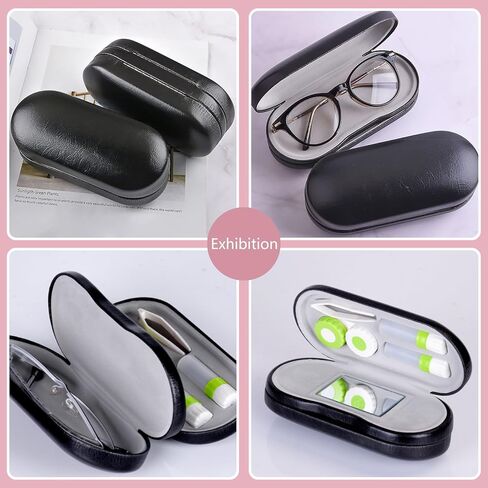2 in 1 Contact Lens Case, Double Sided Contact Lens Case, Portable Contact Len box, Dual Use for Lenses & Glasses, Durable Compact Portable Storage Kit, Stylish Design, Black in Saudi Arabia