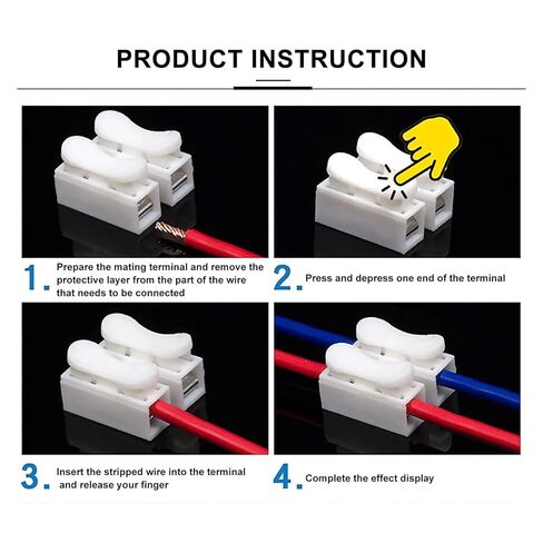 Fengpeng 20/50 قطعة 1p 2p موصلات أسلاك زنبركية ممتازة، سريعة، مشبك، شريط إضاءة LED - أبيض (1Pin، 50 قطعة) in Saudi Arabia