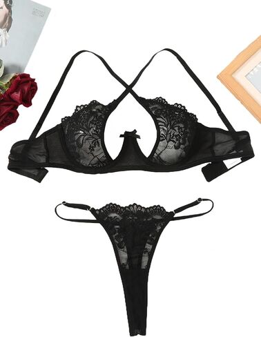 Avidlove Lace Floral Lingerie Sets for Women Sexy Underwire Bra and Panty Set Push Up 2 Piece Outfits in Saudi Arabia
