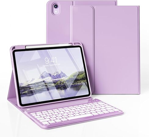 حافظة لوحة المفاتيح لجهاز iPad (A16) الجيل الحادي عشر مقاس 11 بوصة 2025 والآيباد الجيل العاشر 10.9 بوصة 2022 مع حامل | لوحة مفاتيح بلوتوث لاسلكية قابلة للفصل | غلاف خلفي ناعم من مادة TPU | النوم/الاستيقاظ التلقائي (رمادي) in Saudi Arabia
