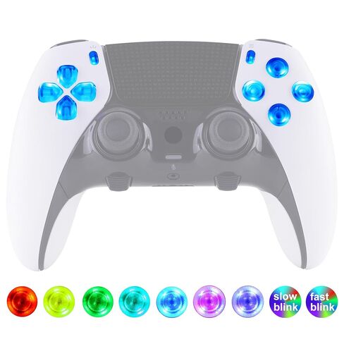 eXtremeRate Multi-Colors Luminated D-pad Action Create Option Face Buttons for PS5 Edge Controller, 7 Colors 9 Effects D&F LED Kit for PS5 Edge Controller - Black Classical Symbols Buttons in Saudi Arabia