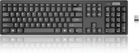 مجموعة لوحة المفاتيح والماوس اللاسلكية Lenovo 100 - مجموعة لاسلكية مع مفاتيح هادئة مقاومة للانسكاب - لوحة مفاتيح ثلاثية المناطق - ماوس يمكن استخدامه بكلتا اليدين - تصميم مضغوط - USB لاسلكي - أسود in Saudi Arabia