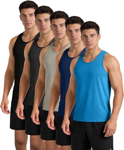 Little Beauty 5 Pack Mens Tank Tops UPF 50+ Sleeveless Muscle Shirts Lightweight Active Workout Gym Tops in Saudi Arabia