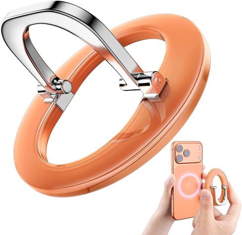 SUPERONE for iPhone 17 Magsafe Phone Grip, Adjustable Magnetic Phone Ring Holder Removable Phone Kickstand Compatible with Magsafe Accessories Only for iPhone 17 Pro Max 16 15 14 13 12 Series - Orange in Saudi Arabia