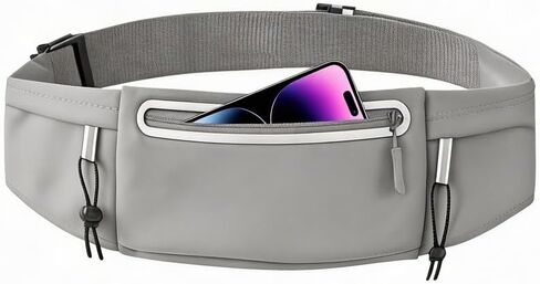 حزام الجري Fanny Pack: حقيبة خصر مكونة من 3 جيوب للرجال والنساء وتمارين اللياقة البدنية وحامل هاتف يناسب جميع الهواتف - حزام سباق الماراثون للركض مع مشبك مريلة (أسود) in Kuwait
