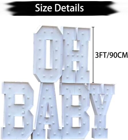 【OH Baby】 Letter 3FT/4FT, neon, Suitable for Birthday Parties, Baptism Day Commemorative Events, engagements, Wedding Parties, proposals, Event Decoration (4FT-OH Baby) in Saudi Arabia