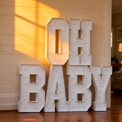 【OH Baby】 Letter 3FT/4FT, neon, Suitable for Birthday Parties, Baptism Day Commemorative Events, engagements, Wedding Parties, proposals, Event Decoration (4FT-OH Baby) in Saudi Arabia
