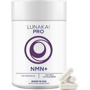 مكمل Lunakai PRO USA Made NMN 500 مجم 6 في 1 مع TMG وريسفيراترول 98% - NAD+ ودعم الطاقة يوميًا للشيخوخة الصحية والصحة الخلوية، أحادي نيوكليوتيد النيكوتيناميد، 60 كبسولة in Kuwait