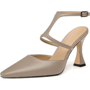 KUOARN Slingback Heels for Women Closed Toe 3.5 Inch Stiletto with Adjustable Ankle Strap Comfortable Elegant Evening Party Wedding Pumps in Saudi Arabia