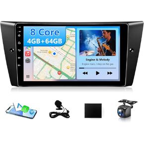 ستيريو سيارة 4G+64G لسيارة BMW 328i 335i 325i E90 E91 E92 E93 2005 إلى 2011 راديو CarPlay Android Auto، شاشة لمس IPS 9 بوصات لسيارة BMW 328i Stereo BT/FM RDS DSP/GPS/WiFi/SWC/AHD كاميرا (بدون ألياف) in Kuwait