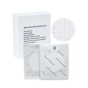 مرشحات غشاء MCE شبكية معقمة، قطر 47 مم، حجم المسام 0.45 ميكرومتر، معبأة بشكل فردي، استرات السليلوز المختلطة لعلم الأحياء الدقيقة وعد المستعمرات، 100 حزمة من LVDALAB in Kuwait