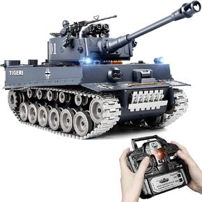 RC Tank, 1:18 Alloy Metal German Tiger I Remote Control Army Model Toys, 2.4Ghz RC Vehicle with Smoke, Sound and Lights, Military Tank That Shoots BBS and Water Bombs for Adults and Kids in Saudi Arabia