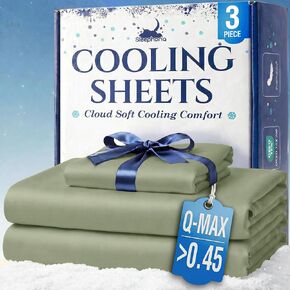 Cooling Sheets - BreezeWeave 4 PC Full Size Cooling Bed Sheets for Hot Sleepers & Deep, Cool Rest - Cloud Soft, Silky Smooth, 16 in Deep Pocket, Ultra Durable (Sage Green) in Saudi Arabia