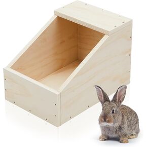 Maxcheck 2 Pack Wood Rabbit Nesting Box, 18x12x12 Inch Wooden Hutch Hideout for Breeding, Natural Burrow Den Alternative for Rabbits & Small Animals in Kuwait