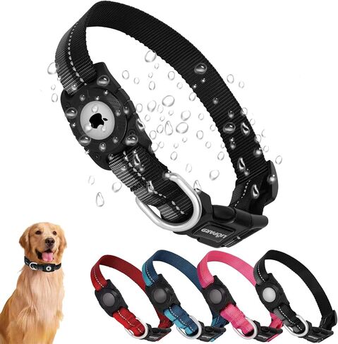 طوق الكلب LIOPARD AIRTAG، IP74 مقاوم للماء، شديد التحمل وعاكس للضوء، طوق كلب للكلاب المتوسطة والكبيرة، متين، أنيق، متوافق مع Apple Airtag (أزرق M) in Kuwait