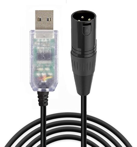 محول USB إلى DMX محول RS485 3PIN XLR أنثى DMX512 Freestyler Software كابل باهت للتحكم في الكمبيوتر مع رقاقة FT232RL يدعم Win10 Mac OS (5 أمتار) in Kuwait