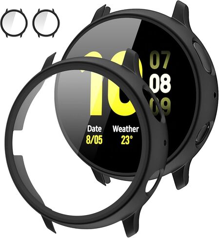 [عبوتان] Tensea متوافق مع حافظة حماية شاشة Samsung Galaxy Watch Active 2 مقاس 44 مم، غطاء كامل حول الصدمات لساعة Samsung Galaxy Watch Active2 44 (أسود، 44 مم) in Kuwait
