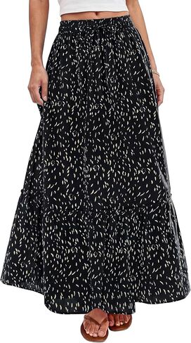 BTFBM Womens Boho Maxi Skirt 2026 Summer Floral High Waisted Flowy Tiered Long Spring Beach Vacation Skirts Pockets in Saudi Arabia