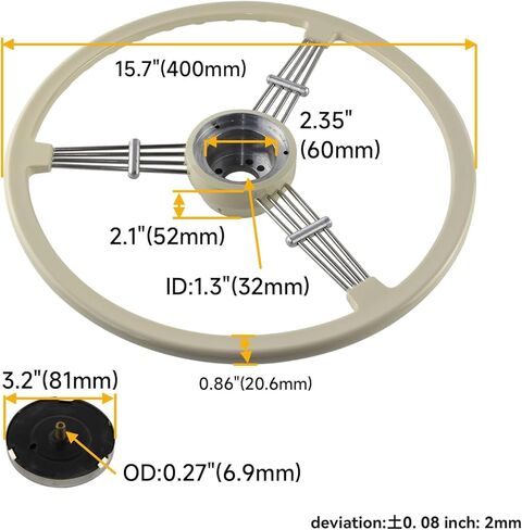 400mm Banjo Vintage Classic Steering Wheel Piano Lacquer Process With Stainless Steel Spoke For 1950-1965 Porsche 356 Pre-A A B C (Black) in Saudi Arabia