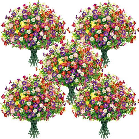 Der Rose 24 Bundles Fake Flowers Artificial Flowers Bulk Daisy for Outdoor Spring Garden Porch Farmhouse Decor in Saudi Arabia