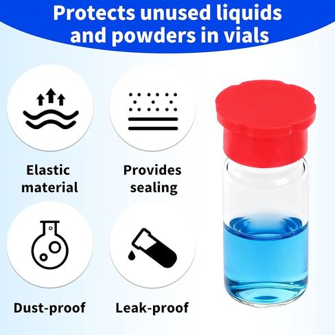 12pcs 5-100ml Glass Vial Protective Caps, 6 Colors Leakproof Dust-Proof Twist-Off Silicone Cap Covers for Injection Vials Liquid Storage & Laboratory Use in Saudi Arabia