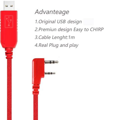 كابل برمجة USB لـ Baofeng، Wouxun، Kenwood، Baofeng، Archell، PC01 كابل برمجة USB UV-5R، UV-82، BF-888S (1 متر أسود) in Kuwait