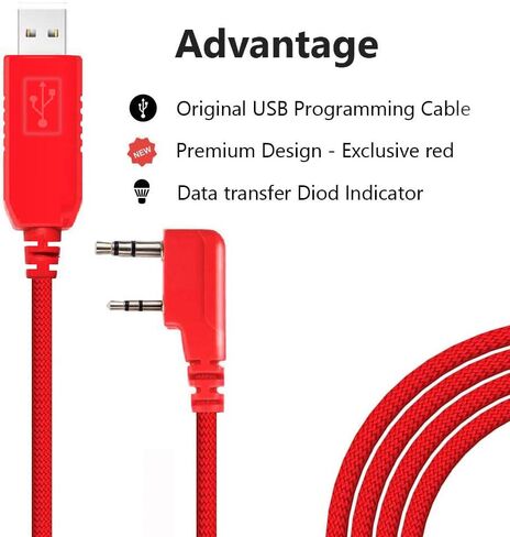 كابل برمجة USB لـ Baofeng، Wouxun، Kenwood، Baofeng، Archell، PC01 كابل برمجة USB UV-5R، UV-82، BF-888S (1 متر أسود) in Kuwait