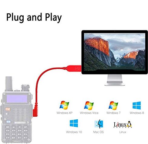 كابل برمجة USB لـ Baofeng، Wouxun، Kenwood، Baofeng، Archell، PC01 كابل برمجة USB UV-5R، UV-82، BF-888S (1 متر أسود) in Kuwait