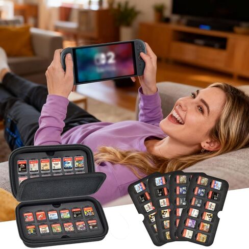 حامل بطاقة SD لنينتندو 72 بطاقة ألعاب و144 بطاقة Micro SD SDXC SDHC TF، سعة تخزين كبيرة ومنظم حافظة بطاقات الذاكرة للتبديل 2/لوحدة تحكم OLED/Lite للسفر، صندوق الحفلات فقط in Saudi Arabia