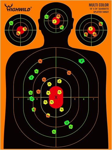 Highwild Silhouette Splatter Paper Targets - Splash Effect of Multiple Colors - 18x24 Inch in Saudi Arabia