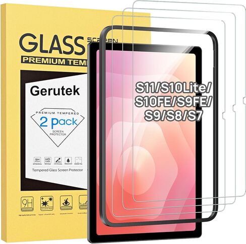 Gerutek Screen Protector 3 Pack for Samsung Galaxy Tab S11/S10 Lite/S10 FE/S9 FE 5G/Tab S9/ S8/ S7 (10.9/11 inch) Tempered Glass Film with Alignment Frame, HD Clear, 9h Hardness in Saudi Arabia