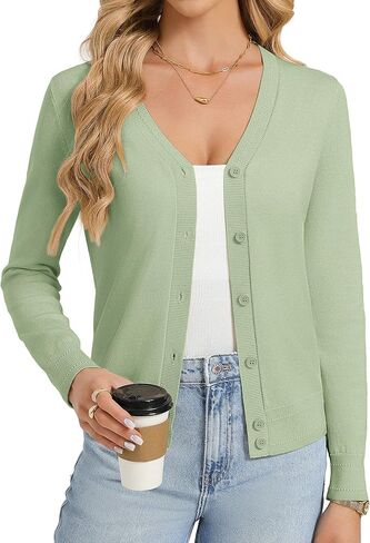 GRACE KARIN Womens Lightweight Cardigan Sweaters Trendy Button Up V-Neck Knit Cardigans Shrug Spring Fashion Clothes in Saudi Arabia