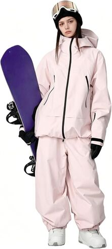 Mens Ski Jacket and Pant Set Womens Snow Jacket Baggy Ski Suit Waterproof Insulated Snowboard Winter Outdoor in Saudi Arabia