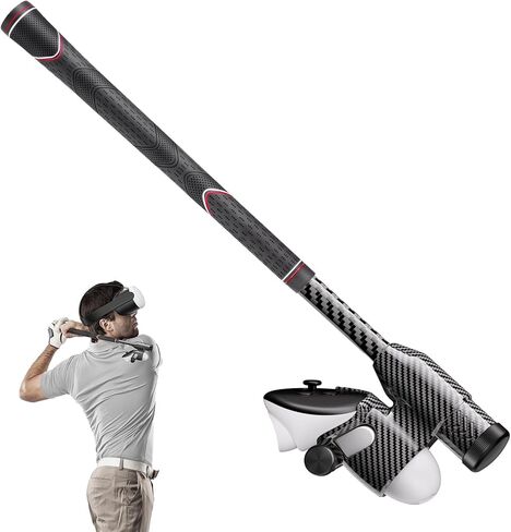 VR Golf Club Attachment Compatible with Meta/Oculus Quest 3/3S, No Slip Real Golf Rubber with Premium Carbon Fiber Grip, 100% Tracking and Golf Club Weighted Design - Right Controller(Black) in Saudi Arabia