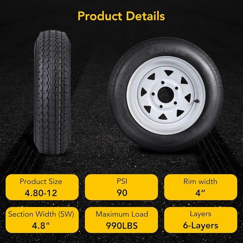 عبوتان من إطارات المقطورة 5.30-12، إطارات شديدة التحمل 5.30x12 6PR مع حافة 12 بوصة، 5 عروة على 4.5 بوصة، نطاق تحميل C للمقطورات الصغيرة والمرافق والمعسكرات in Saudi Arabia