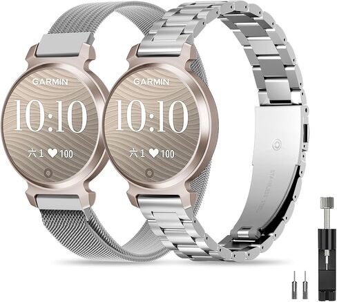 Metal Watch Bands Compatible with Garmin Lily 2 Active/Lily 2 for Women,14mm Slim Adjustable Mesh Magnetic Clasp Stainless Steel Chain Replacement Bracelet for Lily 2 Classic Accessory in Saudi Arabia