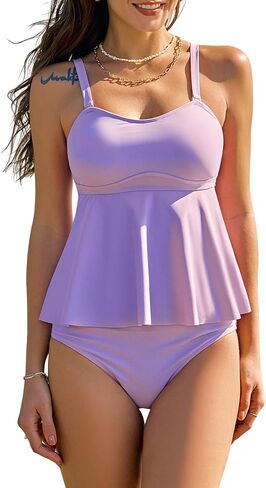 ZAFUL Tankini المايوه للنساء قطعتين ثوب السباحة كشكش رفع تانك الأعلى Ruched البطن تحكم ملابس السباحة in Kuwait