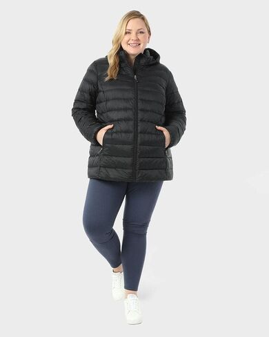 32 Degrees Women’s Plus Size Water-Repellent Packable Down Jacket, Ultra-Light with Detachable Hood in Saudi Arabia